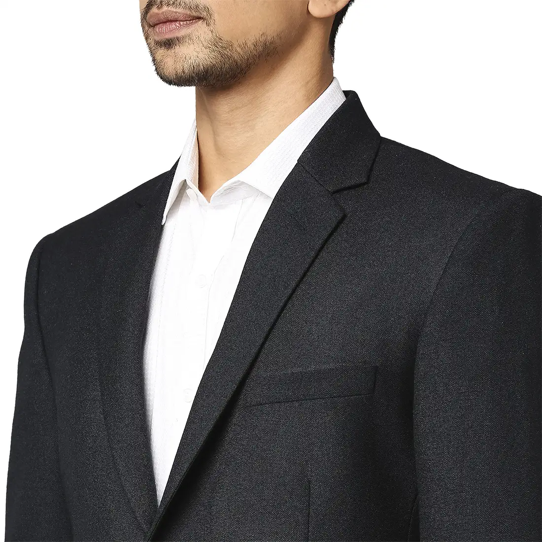 Men Blue Super Slim Fit Structure Polyester Blend Jackets - Image 6