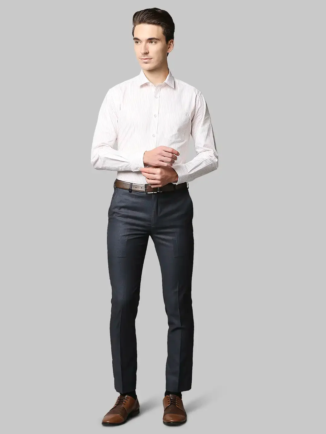 Men Blue Super Slim Fit Structure Polyester Blend Trouser - Image 5