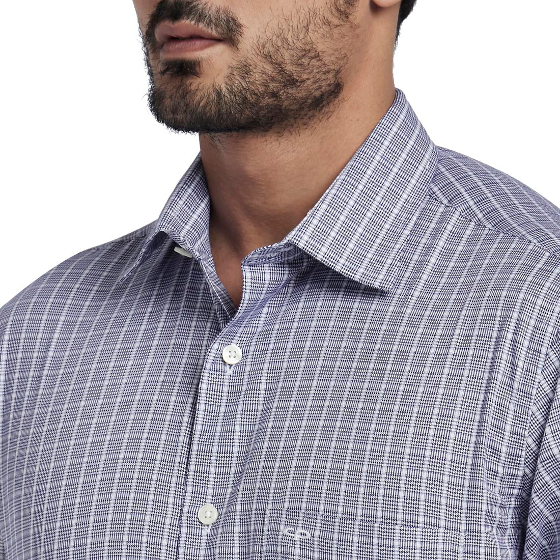 Men Blue Tailored Fit Checks Cotton Full Sleeve Shirts - Image 6