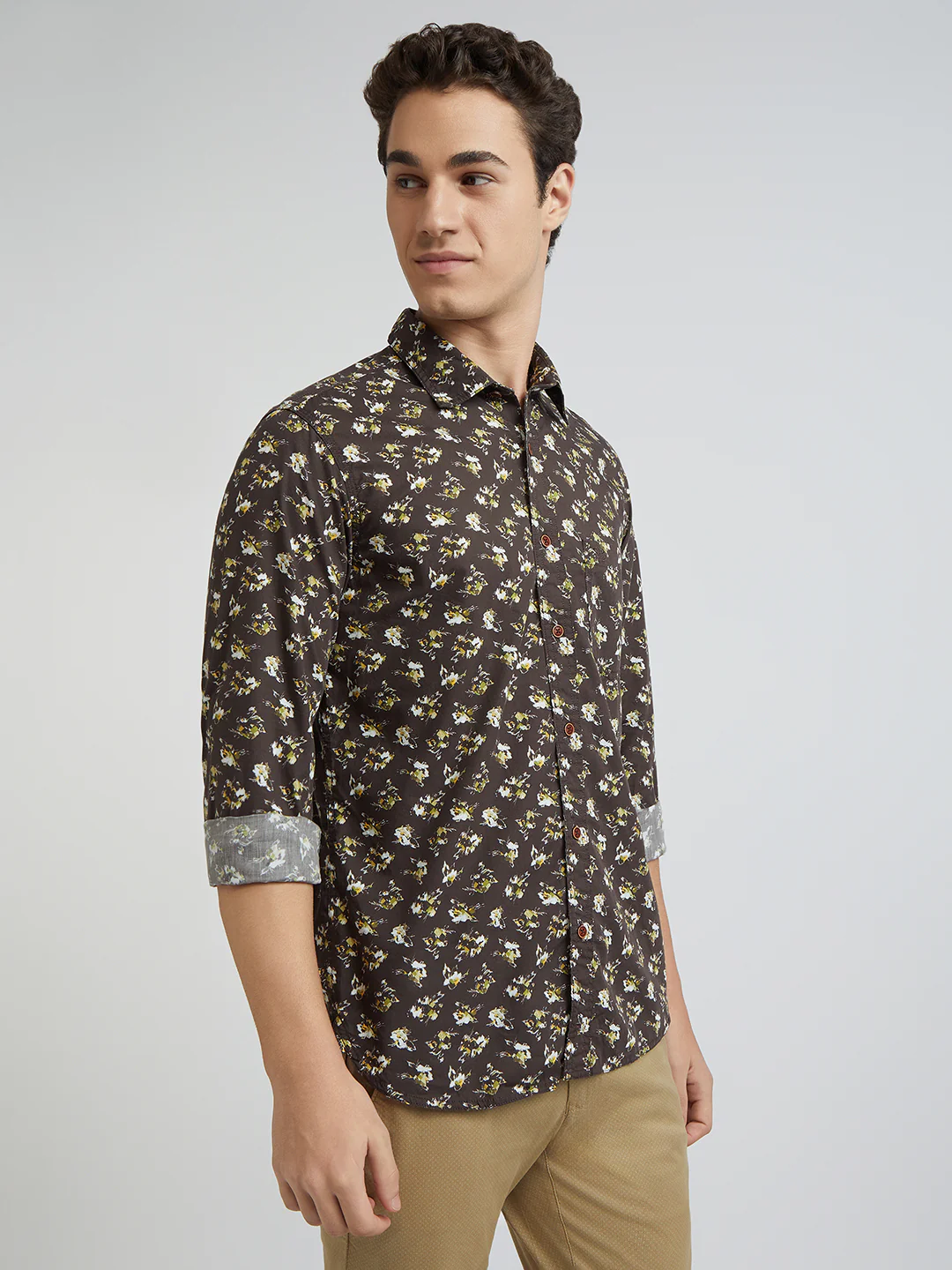 Men Blue Tailored Fit Print Cotton Full Sleeve Shirts - Image 2
