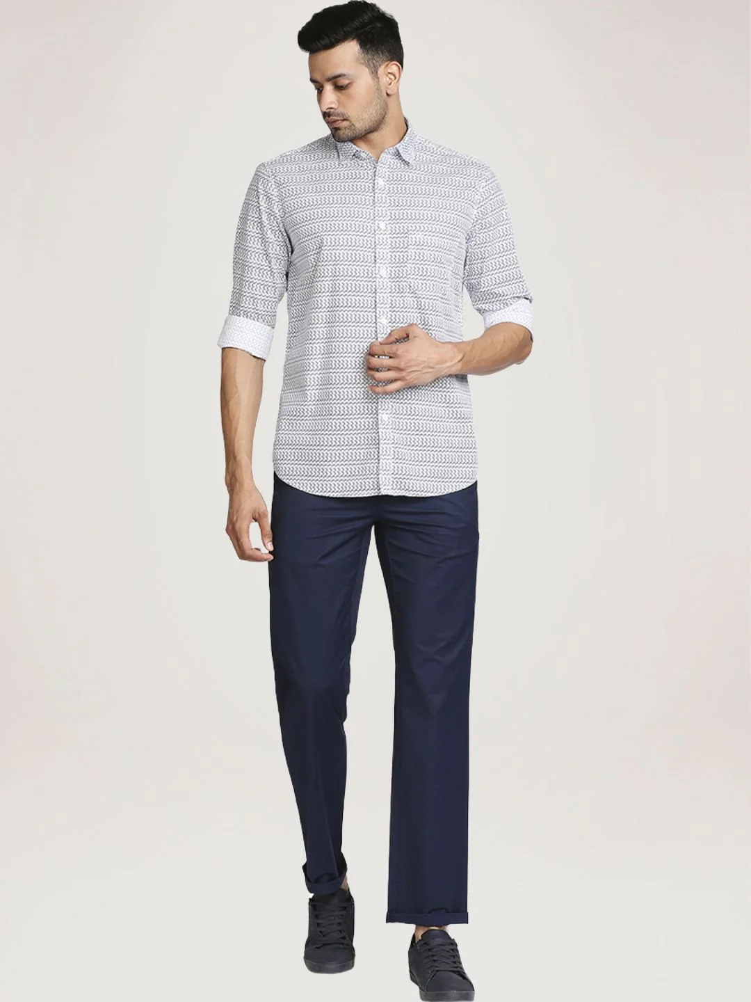 Colorplus Men Blue Tailored Fit Printed Casual Shirt - Image 3