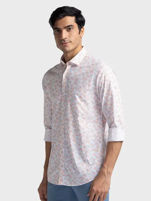 Colorplus Men White Tailored Fit Printed Casual Shirt - Image 3