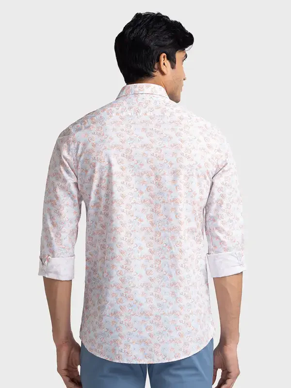 Colorplus Men White Tailored Fit Printed Casual Shirt - Image 4