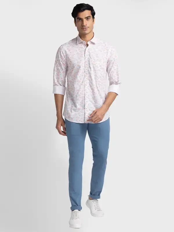 Colorplus Men White Tailored Fit Printed Casual Shirt - Image 5