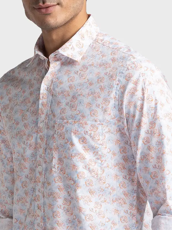 Colorplus Men White Tailored Fit Printed Casual Shirt - Image 6