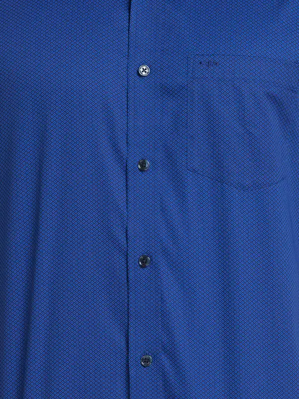 Men Blue Tailored Fit Print Cotton Full Sleeve Shirts - Image 7