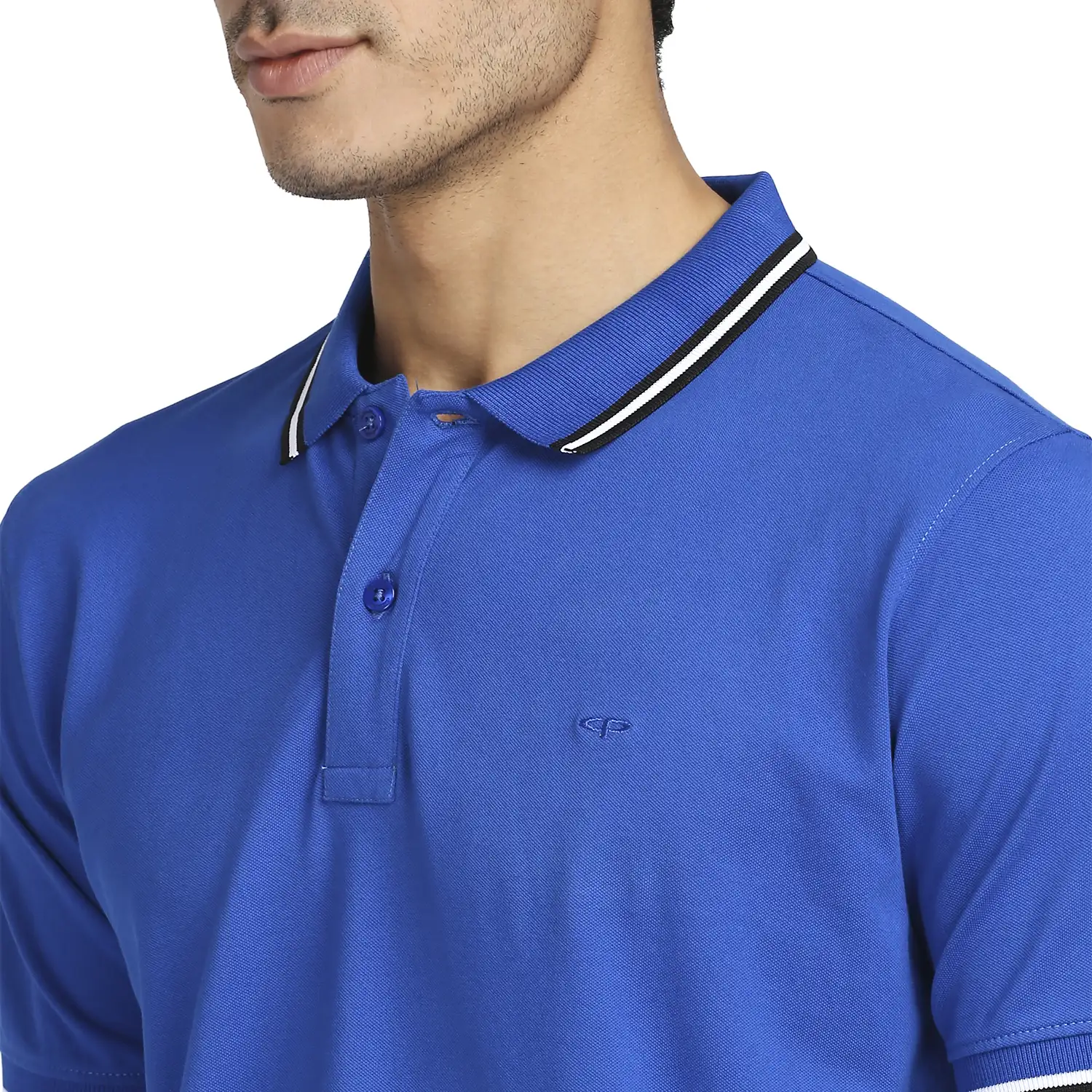Men Blue Tailored Fit Solid Cotton Half Sleeve T-Shirt - Image 6