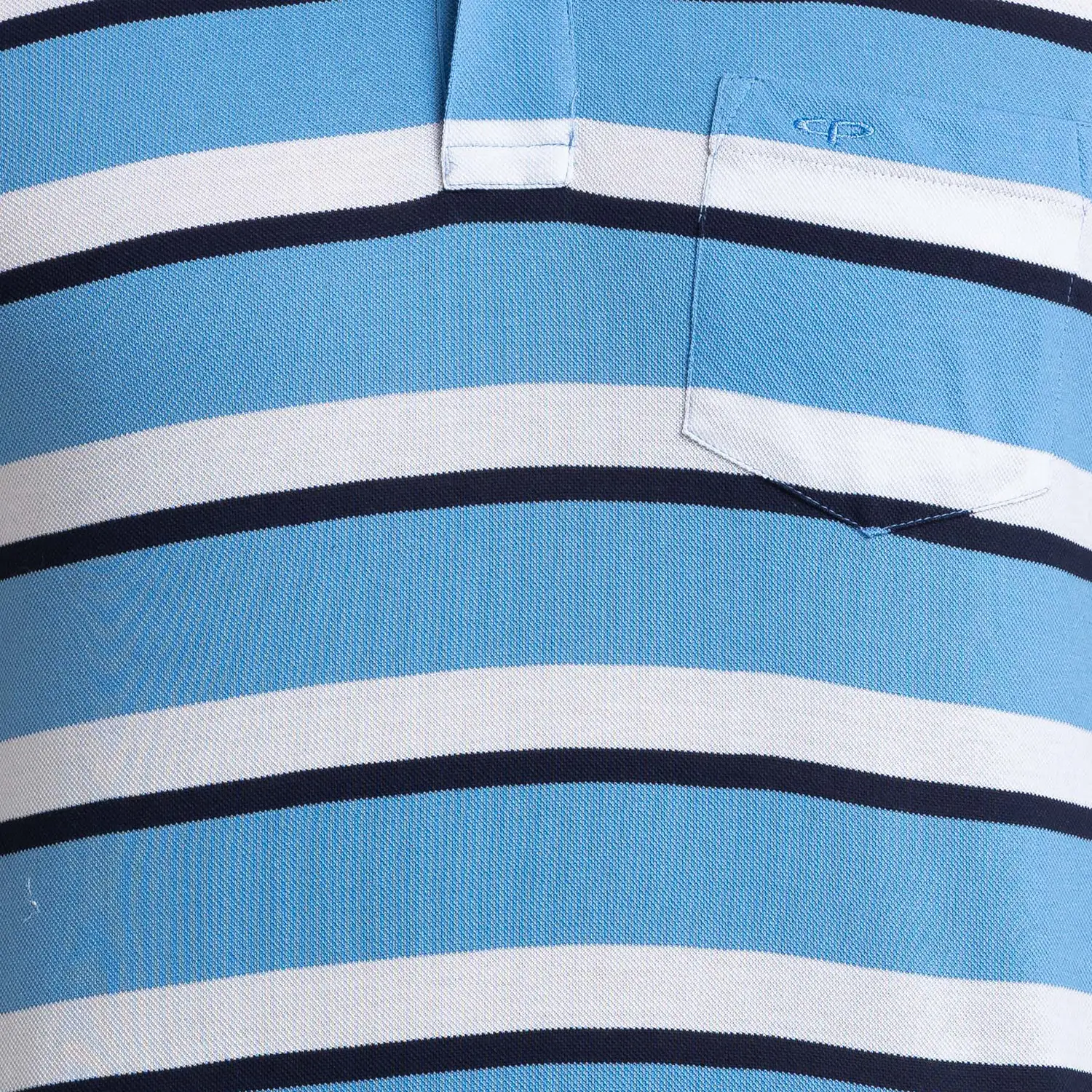 Colorplus Men Blue Tailored Fit Stripe Polo Neck Collar T-Shirt - Image 7