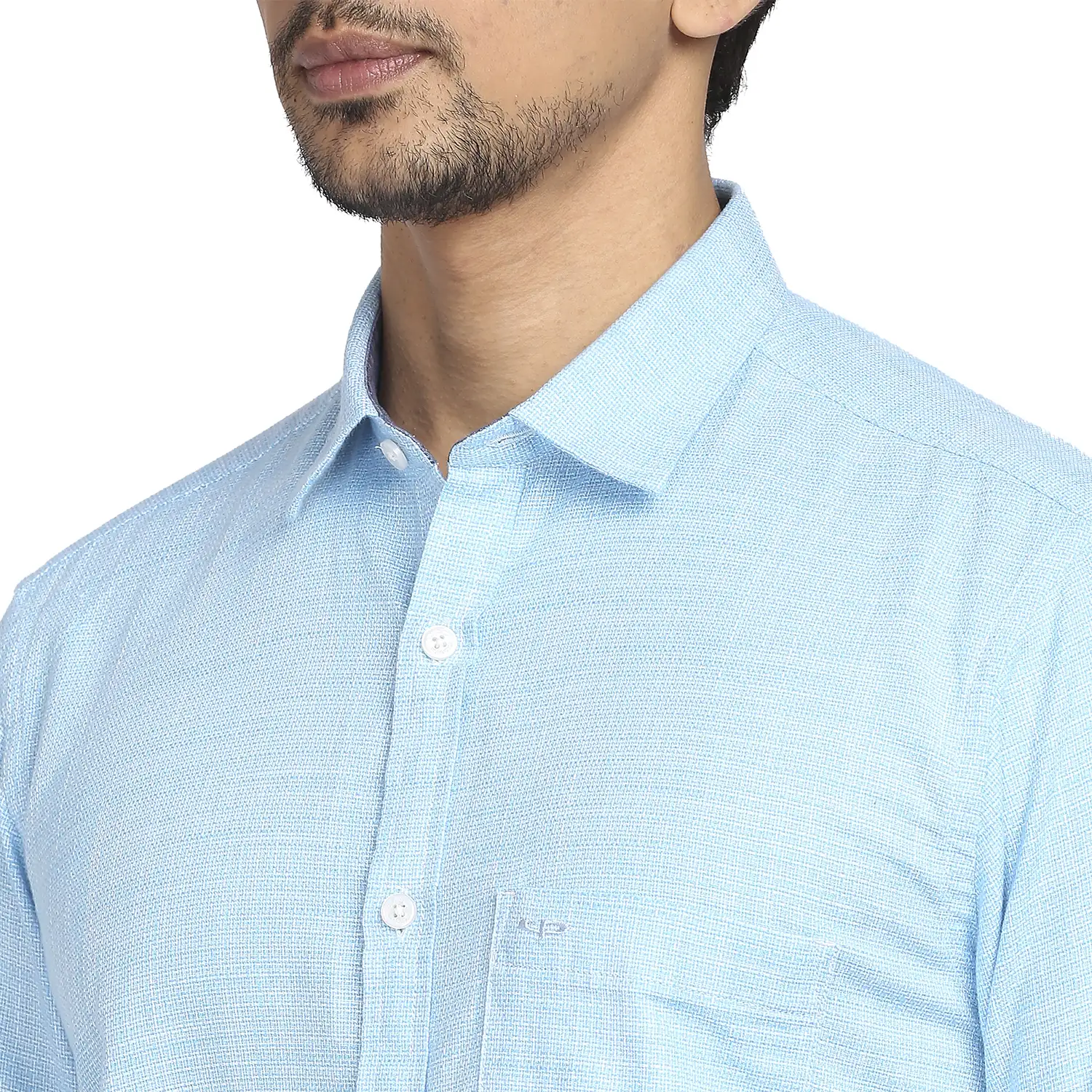 Men Blue Tailored Fit Yarn Dyed Cotton Full Sleeve Shirts - Image 6