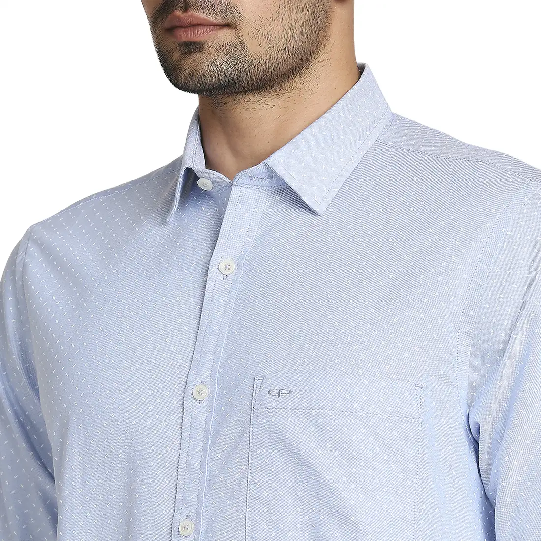 Men Blue Tailored Fit Yarn Dyed/Print Cotton Full Sleeve Shirts - Image 6