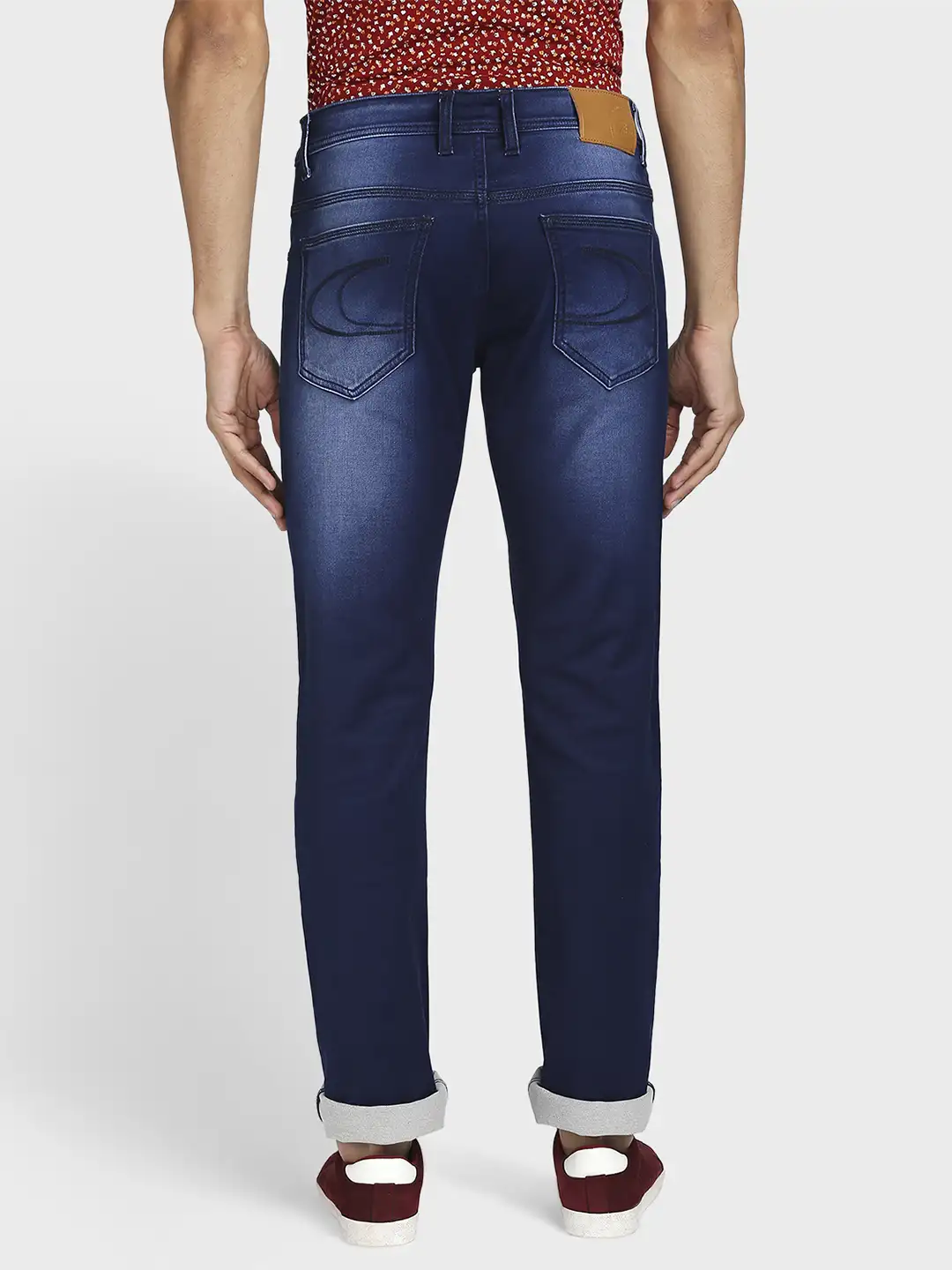 Men Blue Tapered Fit Solid Cotton Blend Jeans - Image 4