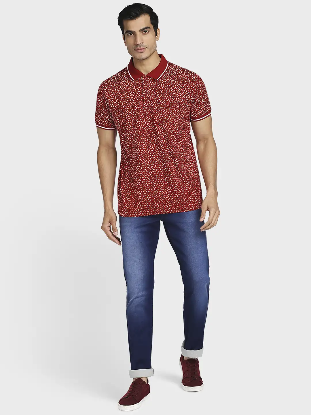Men Blue Tapered Fit Solid Cotton Blend Jeans - Image 5