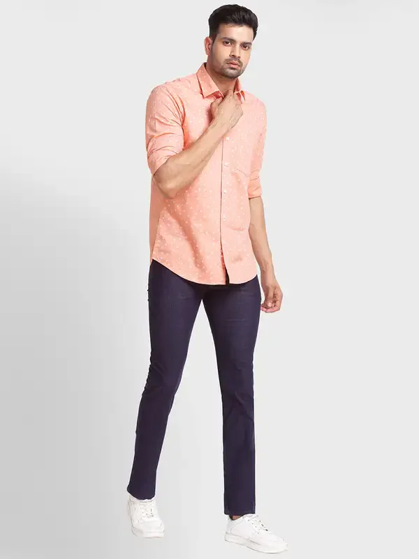 Men Blue Tapered Fit Solid Cotton Blend Trouser - Image 5
