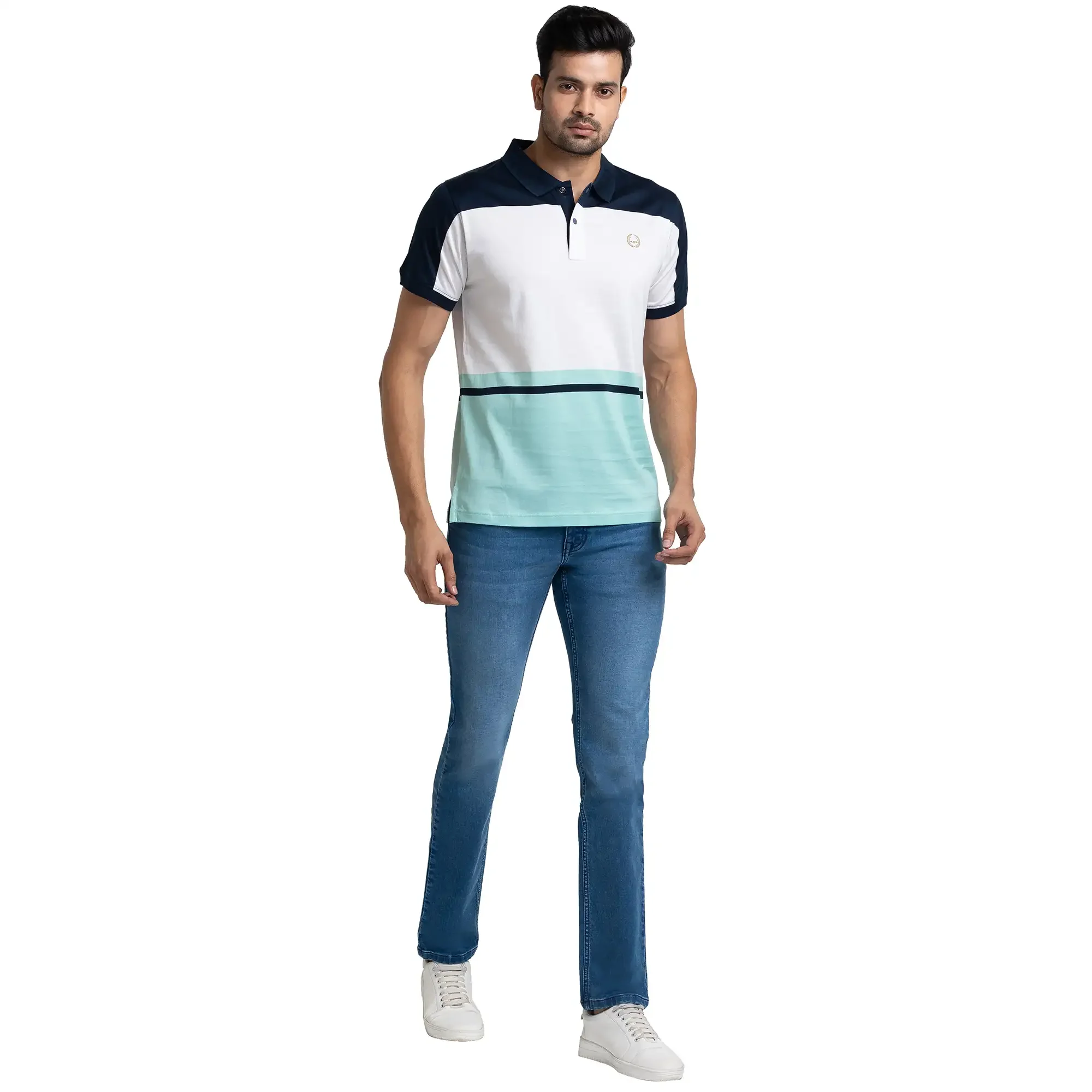 Men Blue Tapered Fit Warp Chambray Cotton Blend Jeans - Image 5