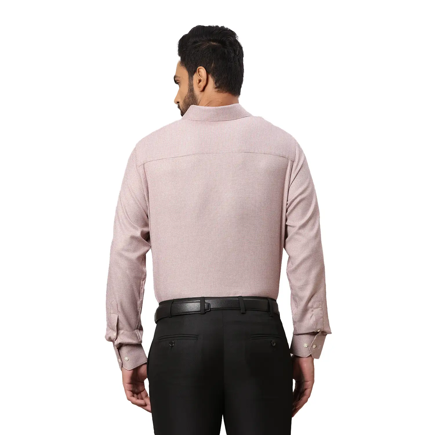 Men Brown Contemporary Fit Structure Cotton Full Sleeve Shirts - Image 4