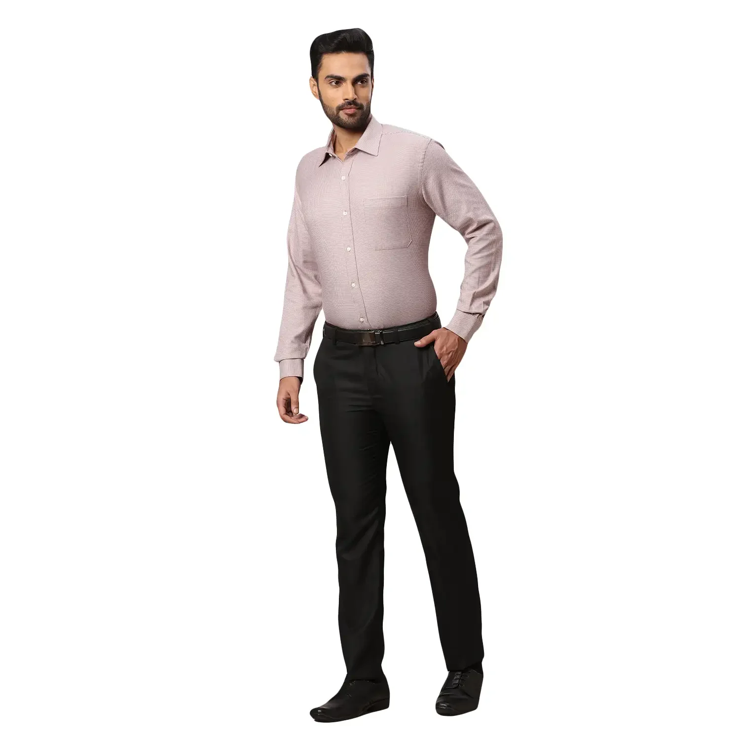 Men Brown Contemporary Fit Structure Cotton Full Sleeve Shirts - Image 5