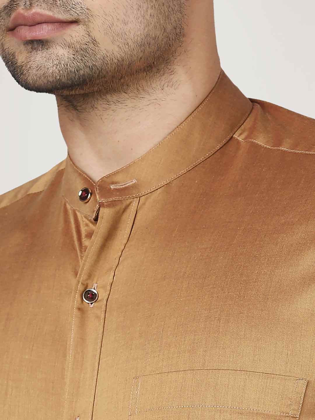 Men Brown Contemporary Fit Twill Cotton Full Sleeve Shirts