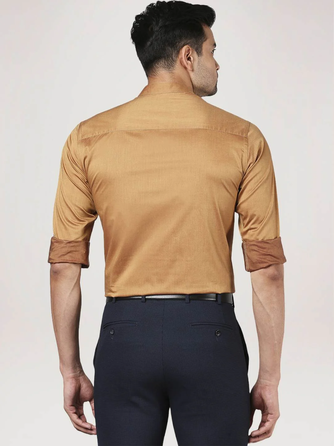 Men Brown Contemporary Fit Twill Cotton Full Sleeve Shirts - Image 3