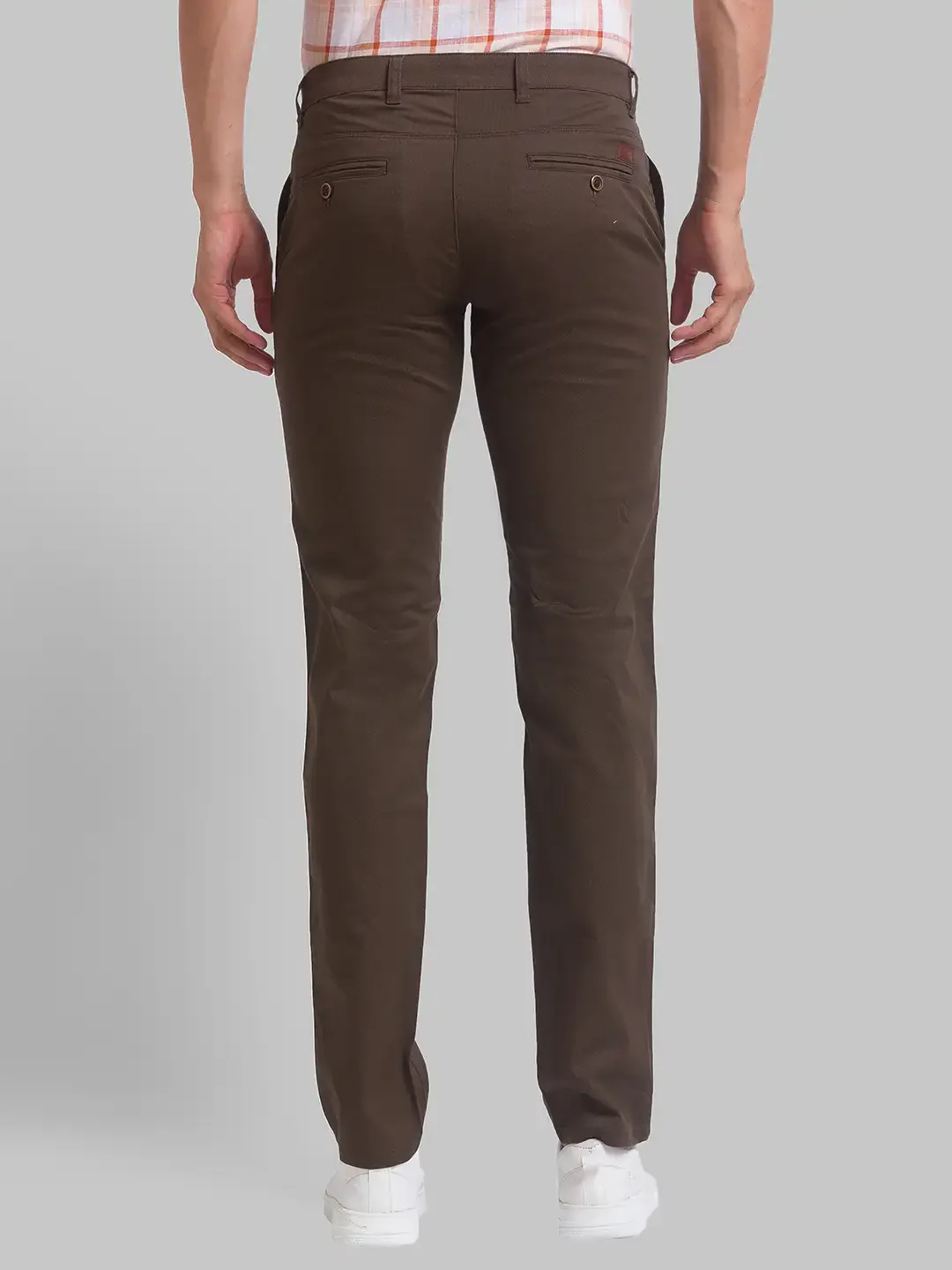 Men Brown Lrt Fit Print Cotton Blend Trouser - Image 4