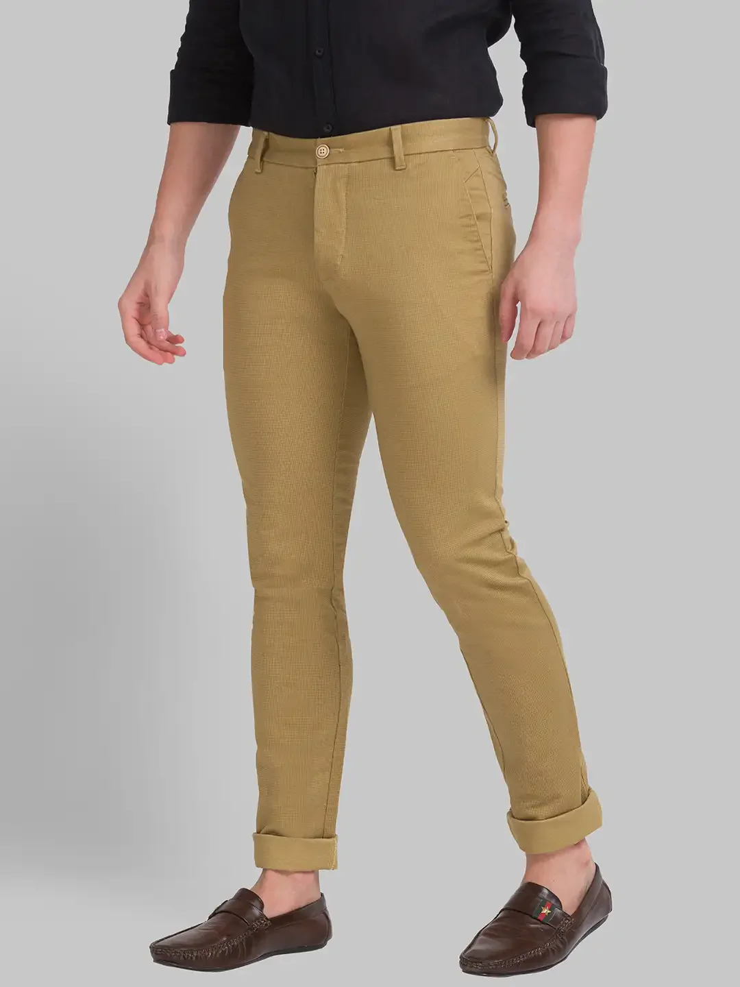 Men Brown Lrt Fit Print Cotton Blend Trouser - Image 3