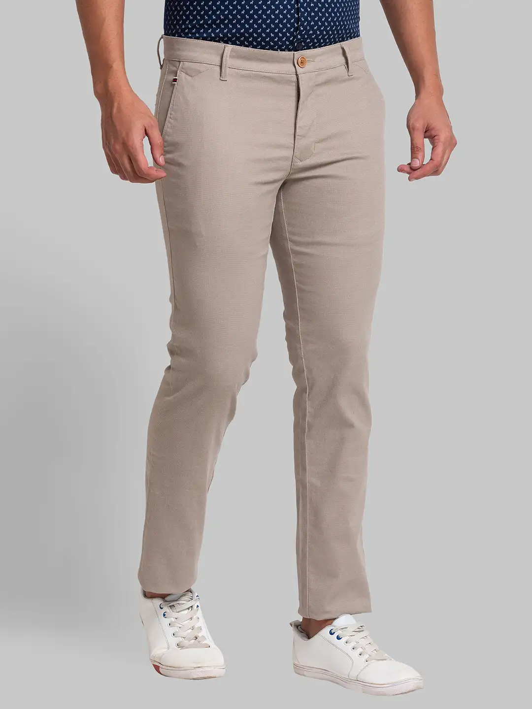 Men Brown Lrt Fit Solid Cotton Blend Trouser - Image 3