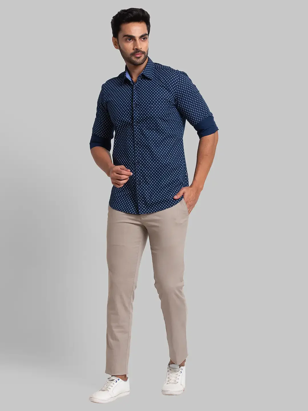 Men Brown Lrt Fit Solid Cotton Blend Trouser - Image 5