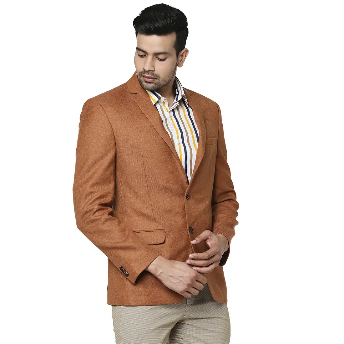 Men Brown Regular Fit Solid Polyester Blend Jackets - Image 2