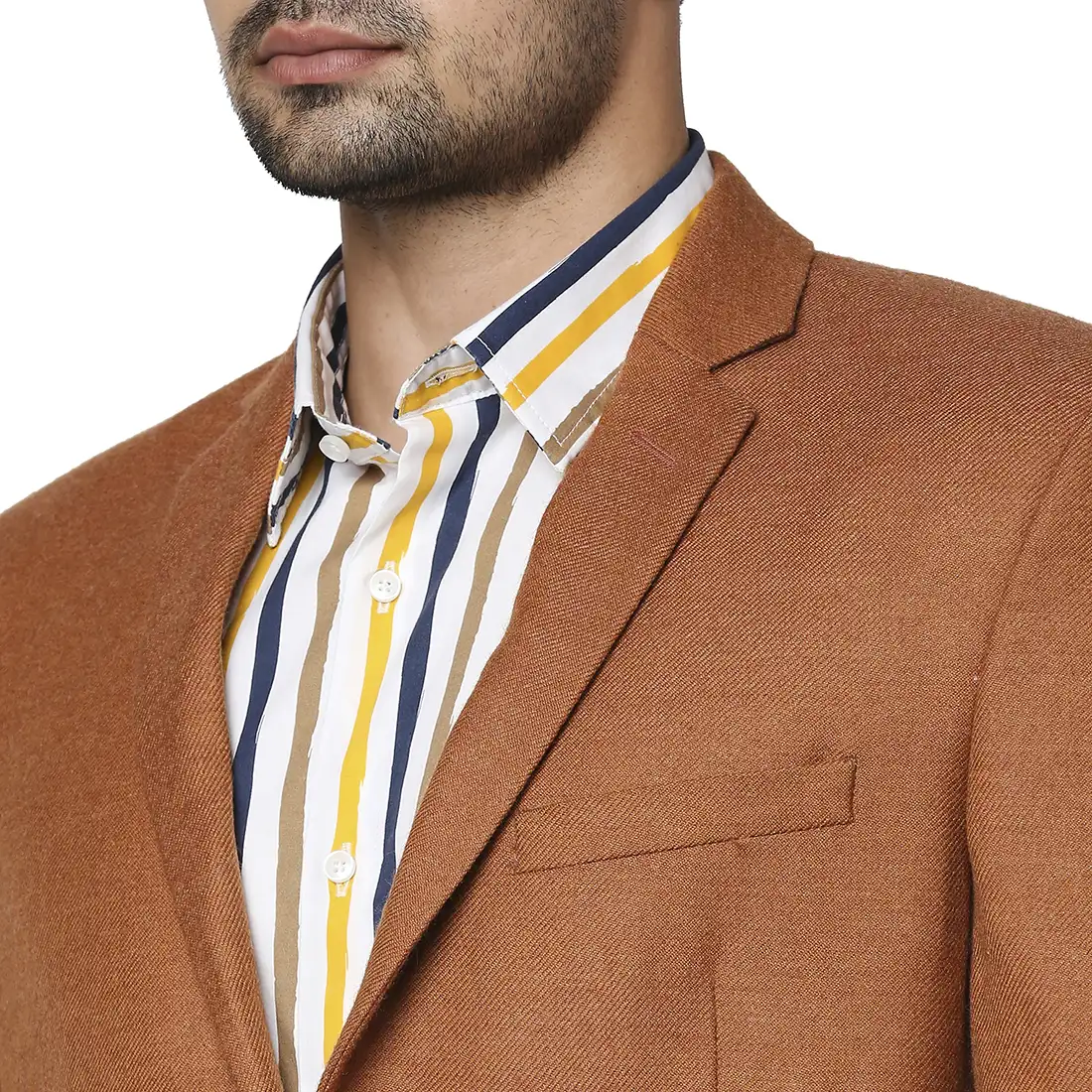 Men Brown Regular Fit Solid Polyester Blend Jackets - Image 6