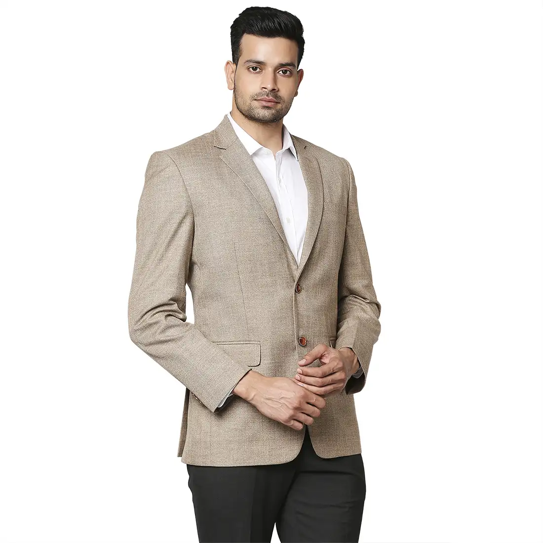 Men Brown Regular Fit Structure Polyester Blend Jackets - Image 2
