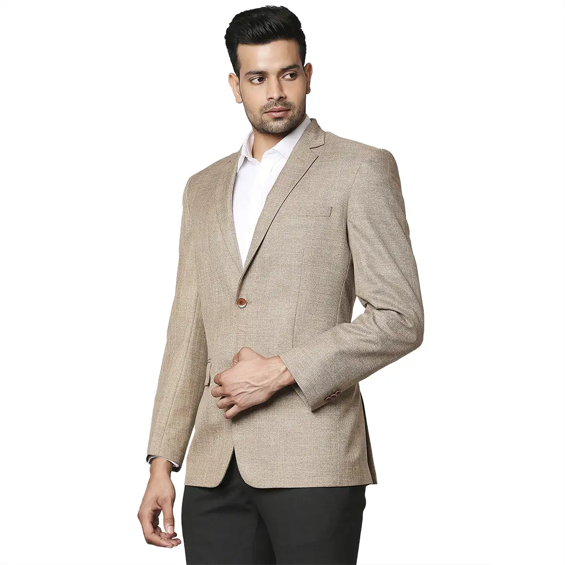 Men Brown Regular Fit Structure Polyester Blend Jackets - Image 3