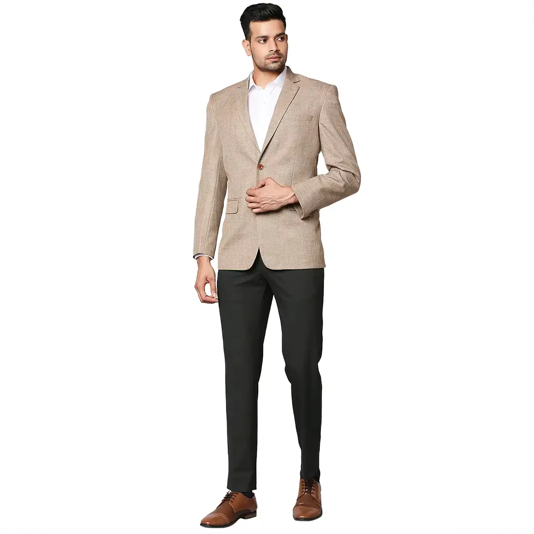 Men Brown Regular Fit Structure Polyester Blend Jackets - Image 5