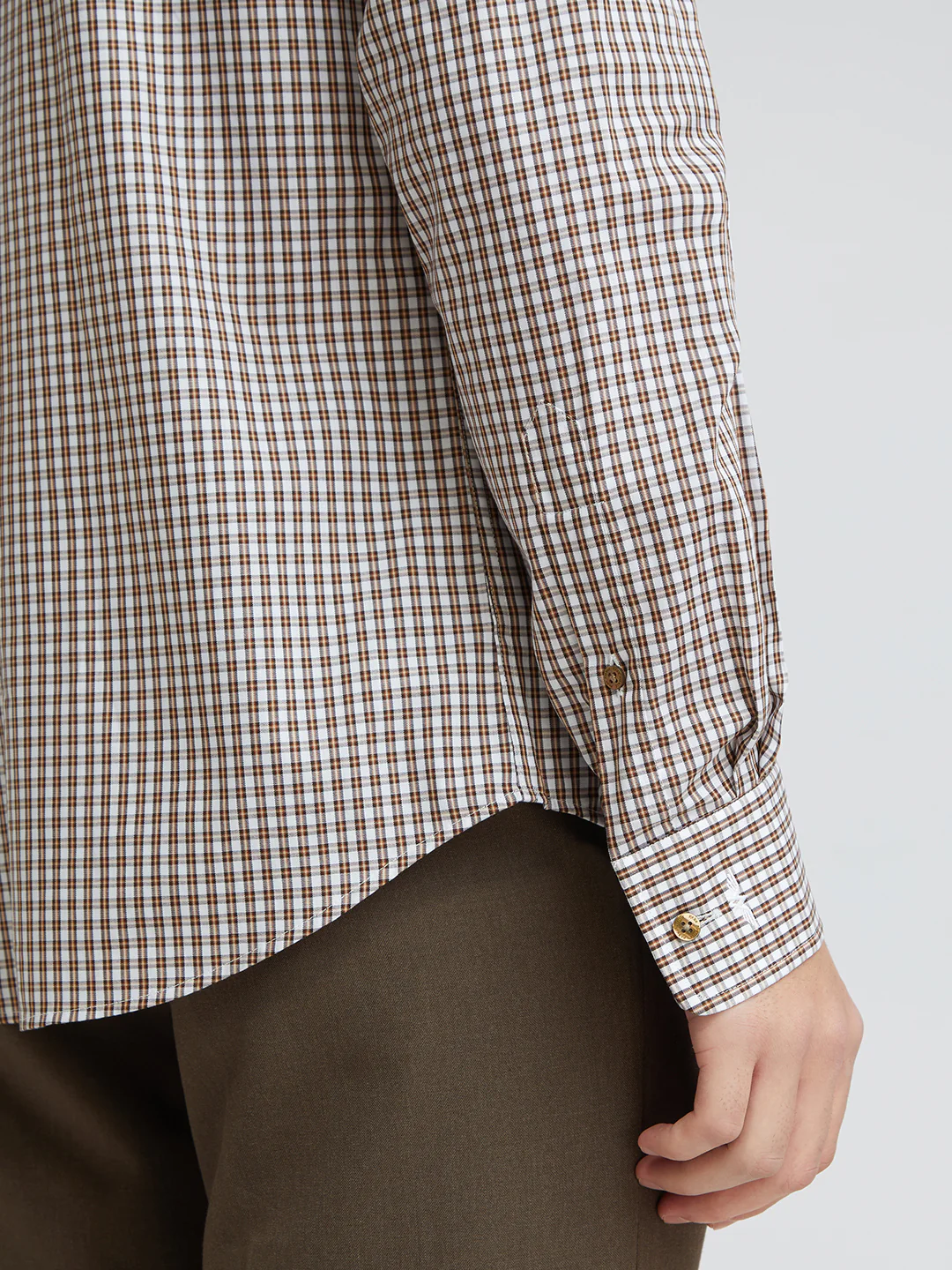 Men Brown Slim Fit Checks Cotton Shirts - Image 7