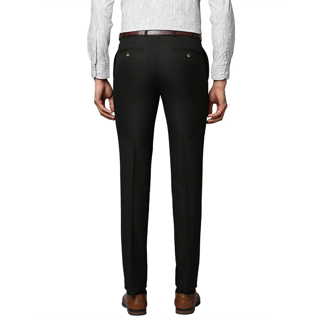 Men Brown Slim Fit Checks Polyester Blend Trouser - Image 4