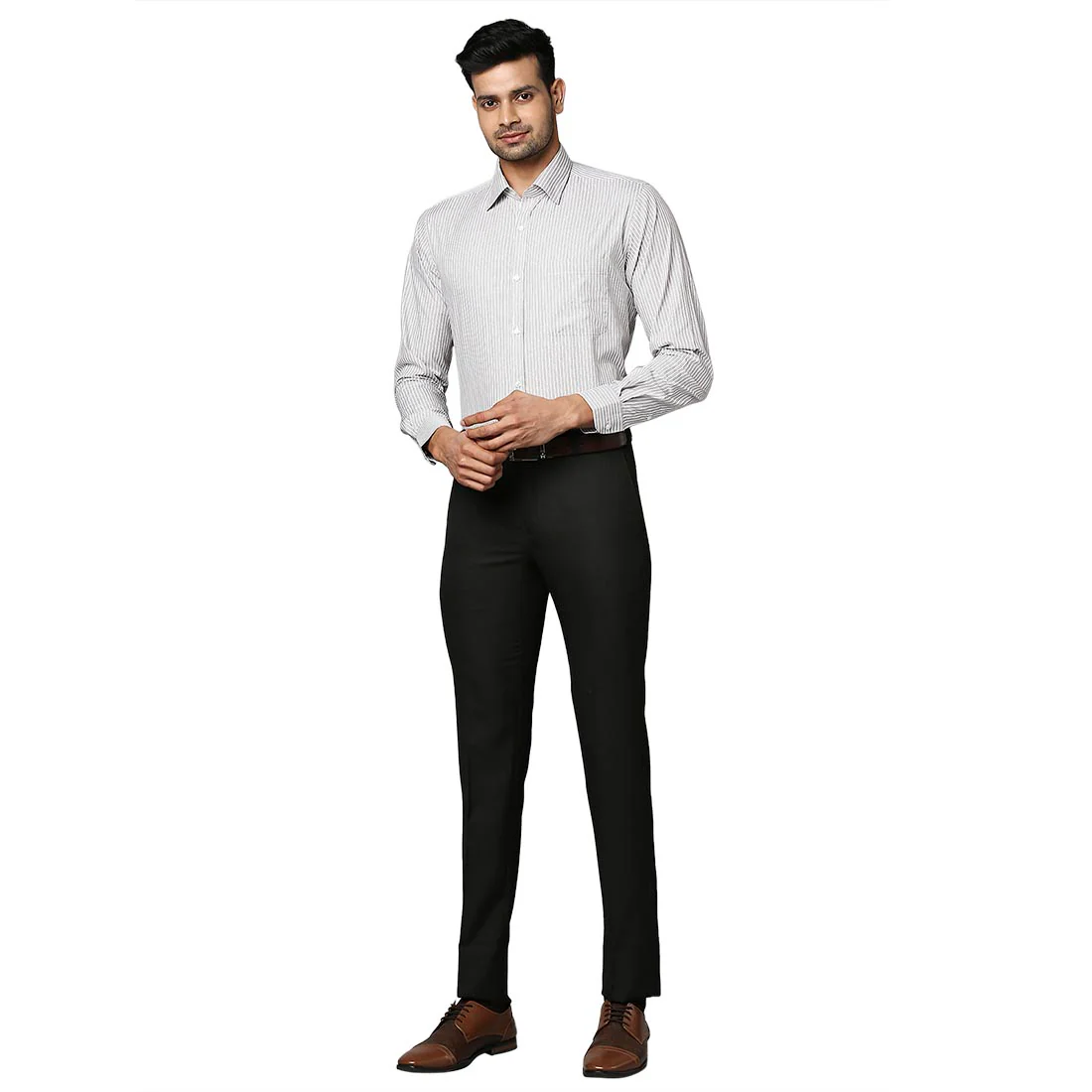 Men Brown Slim Fit Checks Polyester Blend Trouser - Image 5