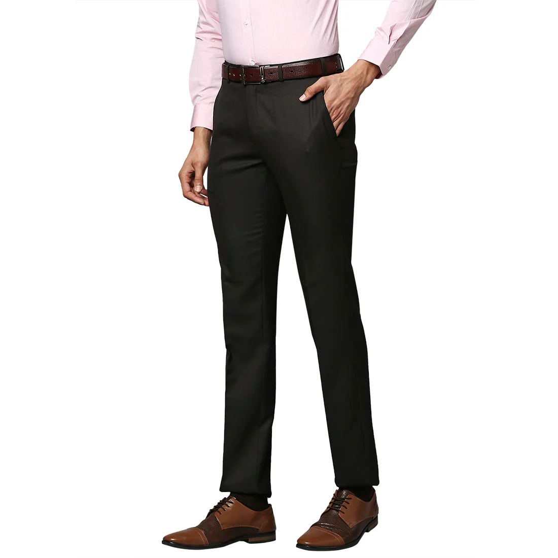 Men Brown Slim Fit Checks Polyester Blend Trouser - Image 3