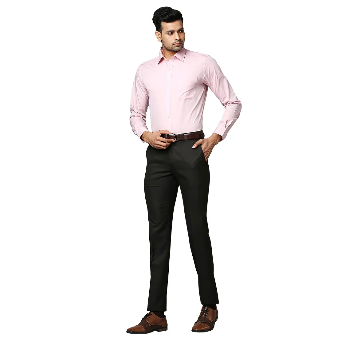 Men Brown Slim Fit Checks Polyester Blend Trouser - Image 5