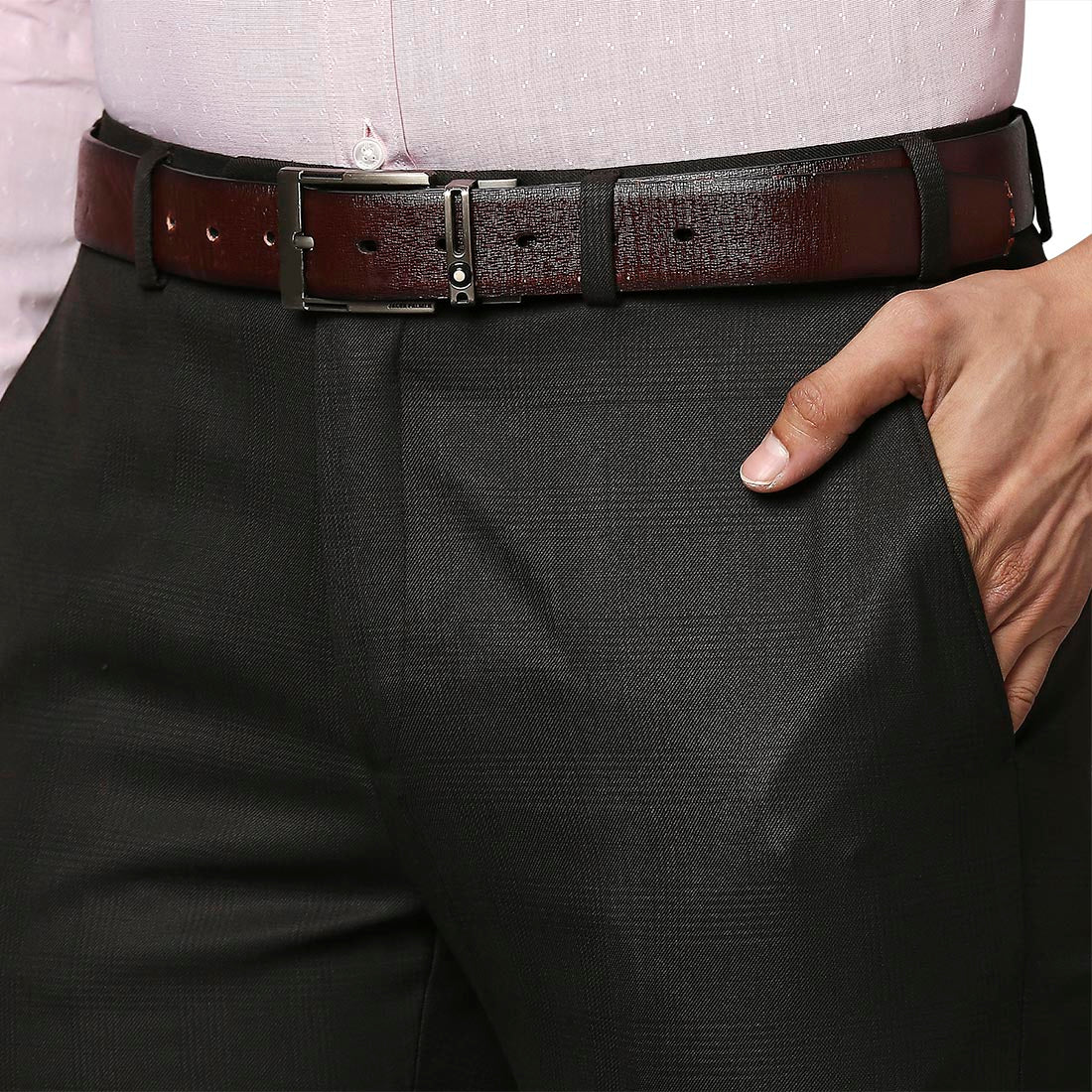 Men Brown Slim Fit Checks Polyester Blend Trouser - Image 6
