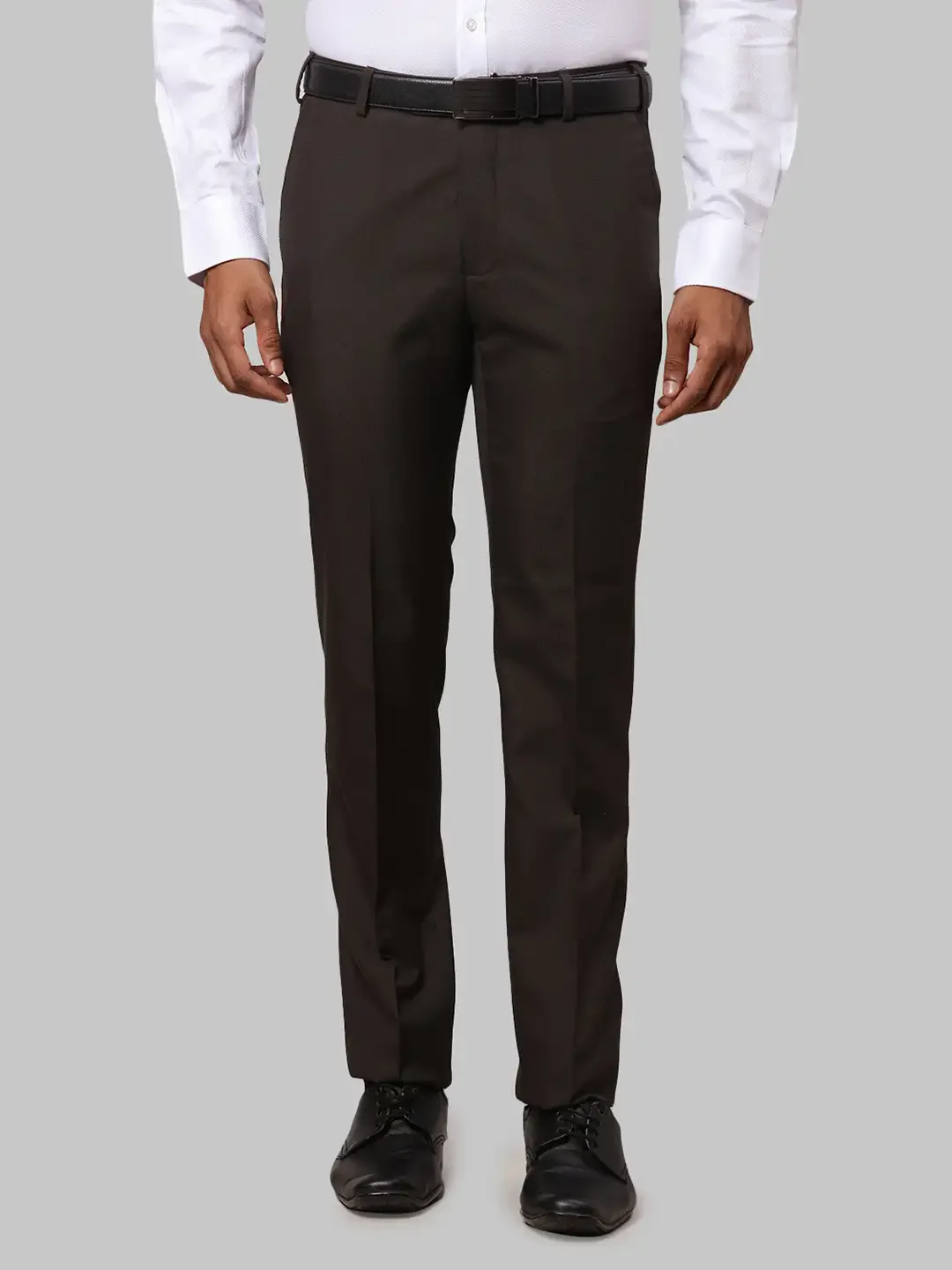 Men Brown Slim Fit Checks Polyester Blend Trouser