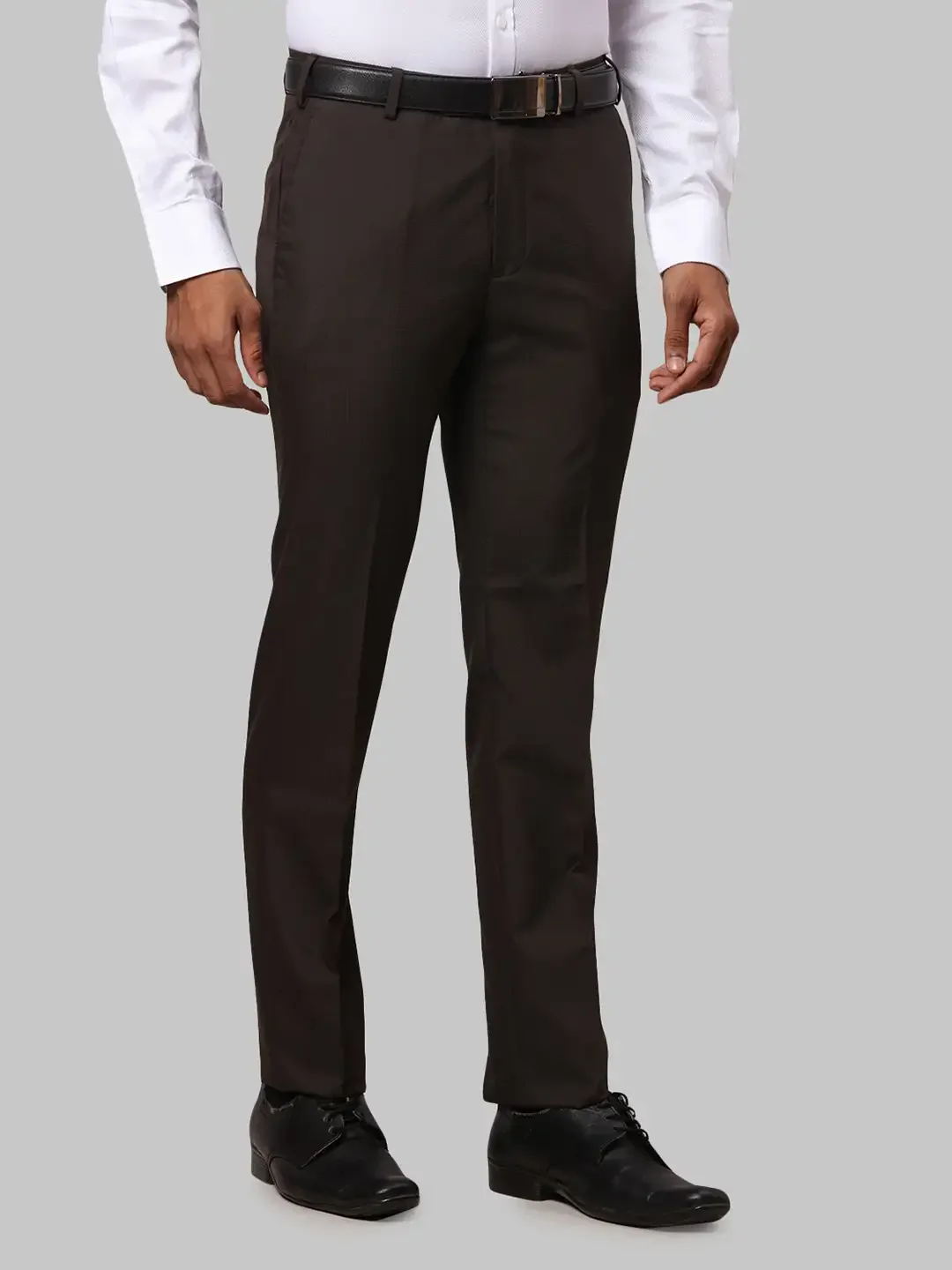 Men Brown Slim Fit Checks Polyester Blend Trouser - Image 2