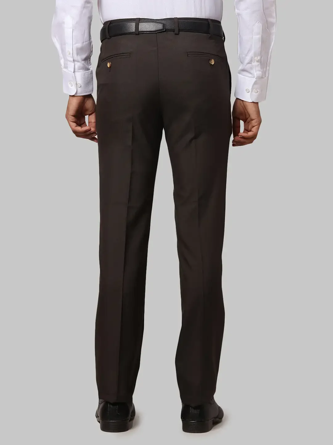 Men Brown Slim Fit Checks Polyester Blend Trouser - Image 4