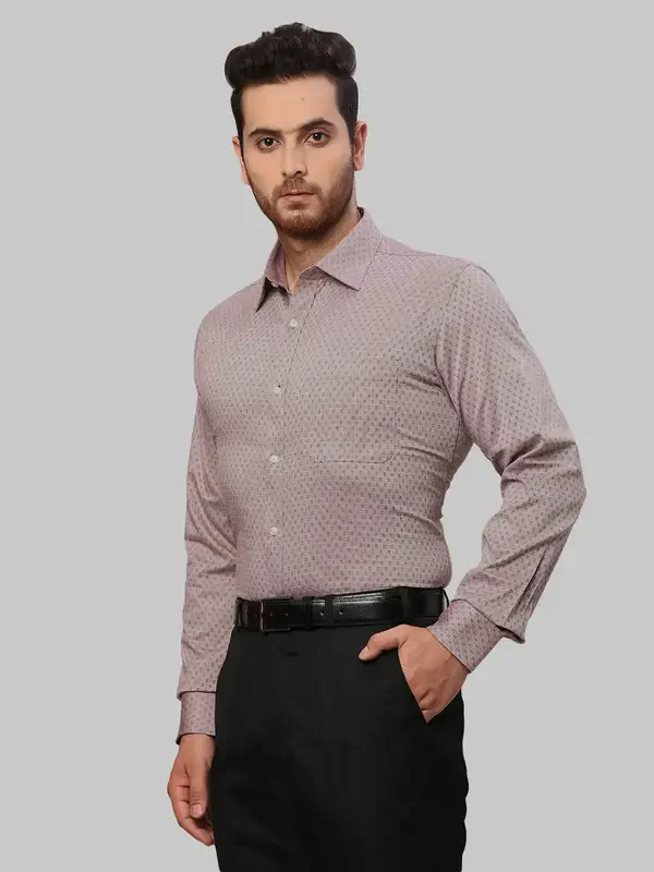 Raymond Men Brown Slim Fit Dobby Cotton Shirts - Image 3