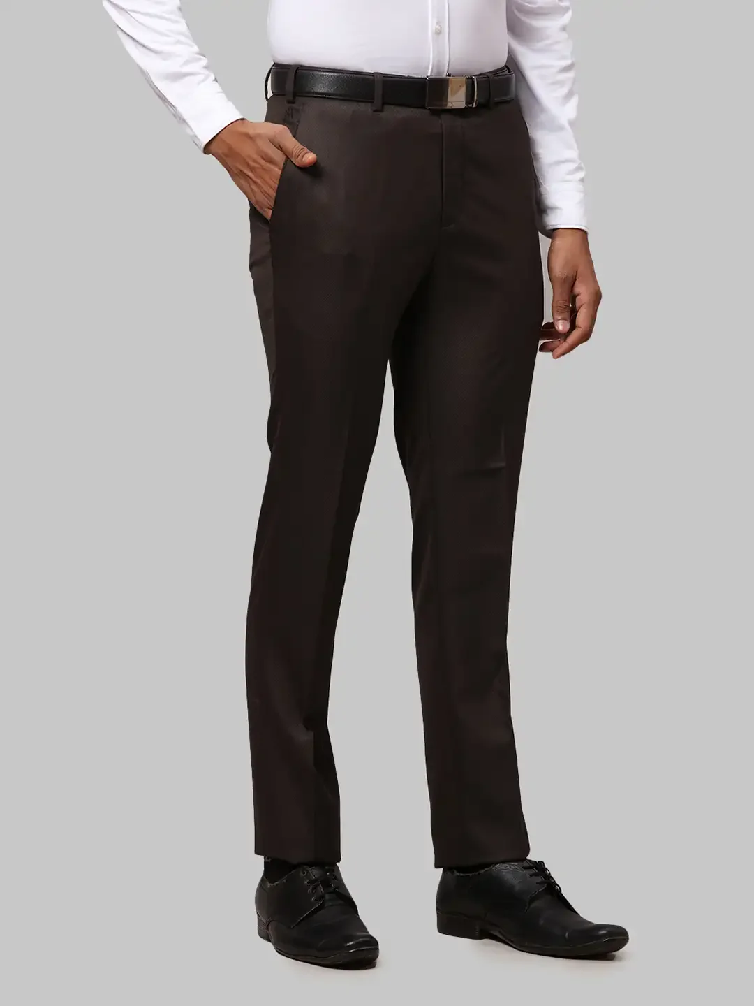 Men Brown Slim Fit Polyester Blend Trouser - Image 2
