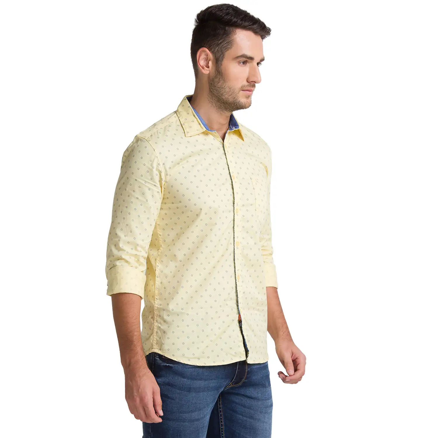 Men Brown Slim Fit Print Cotton Full Sleeve Shirts - Image 2