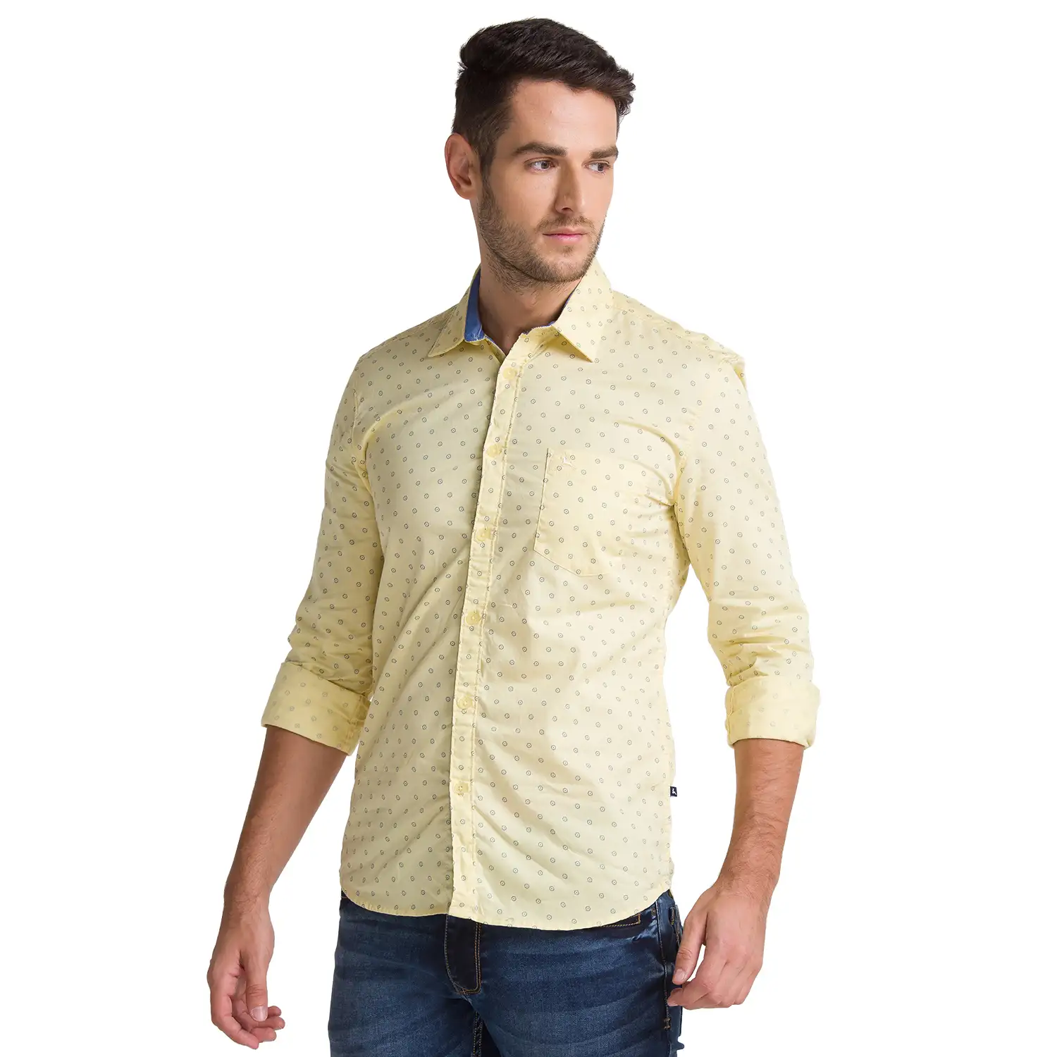 Men Brown Slim Fit Print Cotton Full Sleeve Shirts - Image 3