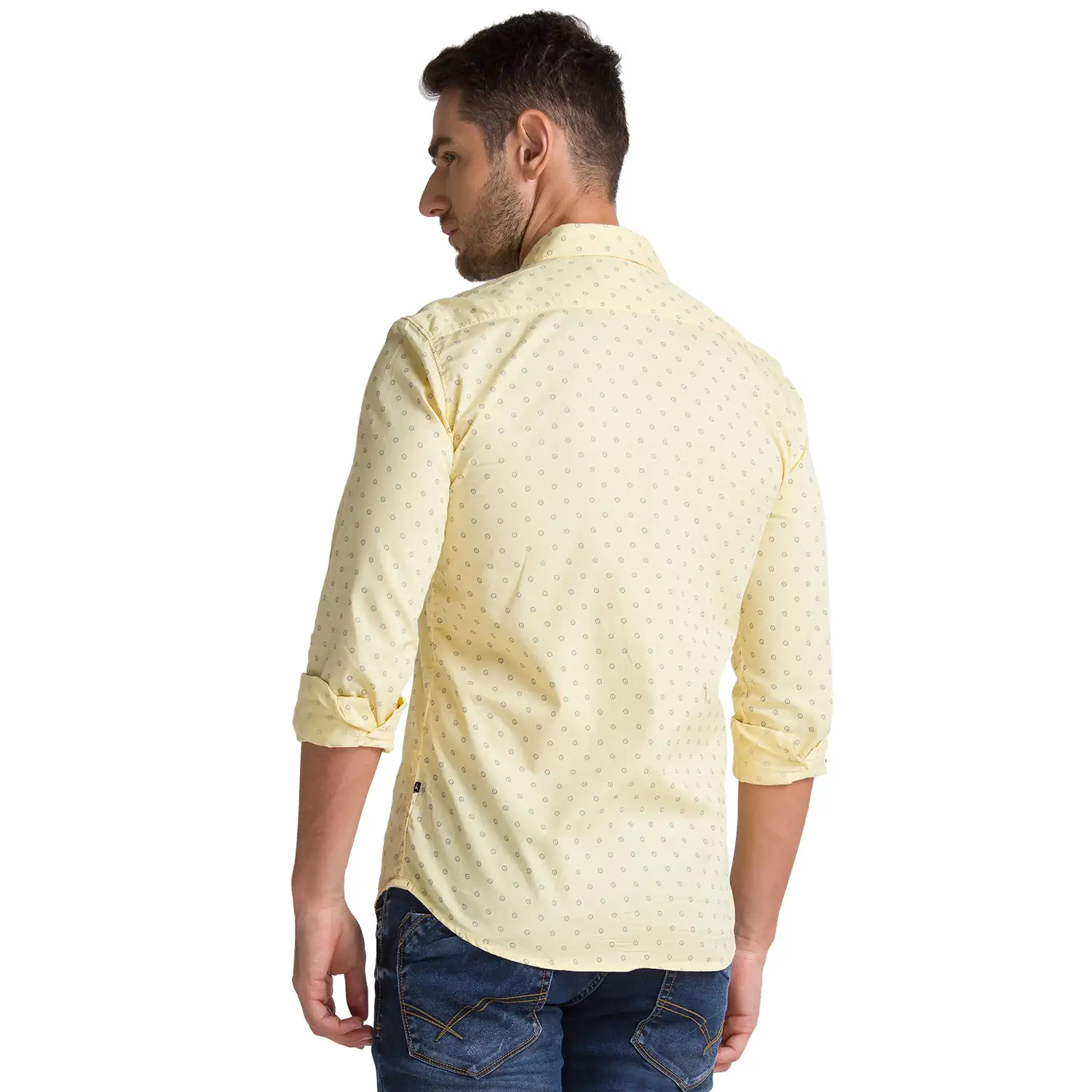 Men Brown Slim Fit Print Cotton Full Sleeve Shirts - Image 4