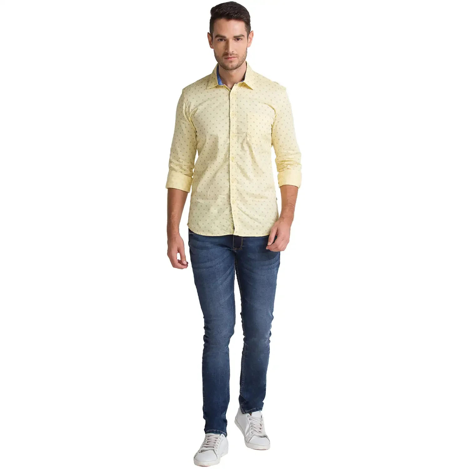 Men Brown Slim Fit Print Cotton Full Sleeve Shirts - Image 5