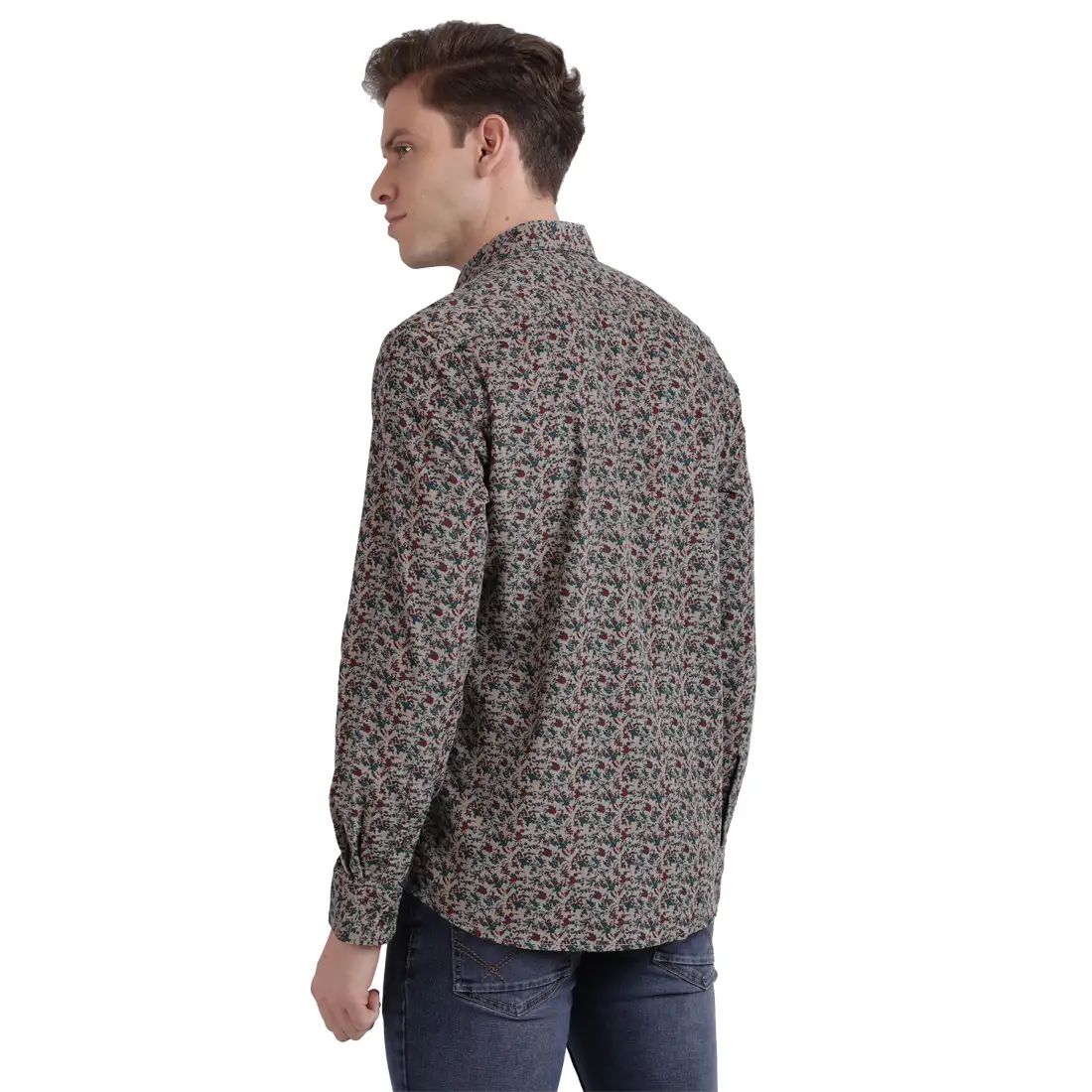 Men Brown Slim Fit Print Cotton Full Sleeve Shirts - Image 4
