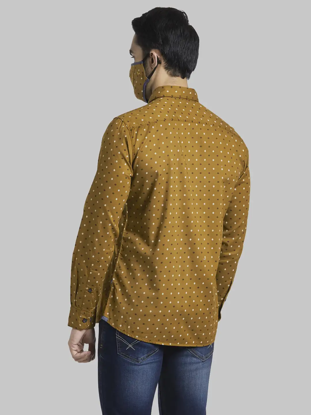 Men Brown Slim Fit Print Cotton Full Sleeve Shirts - Image 4