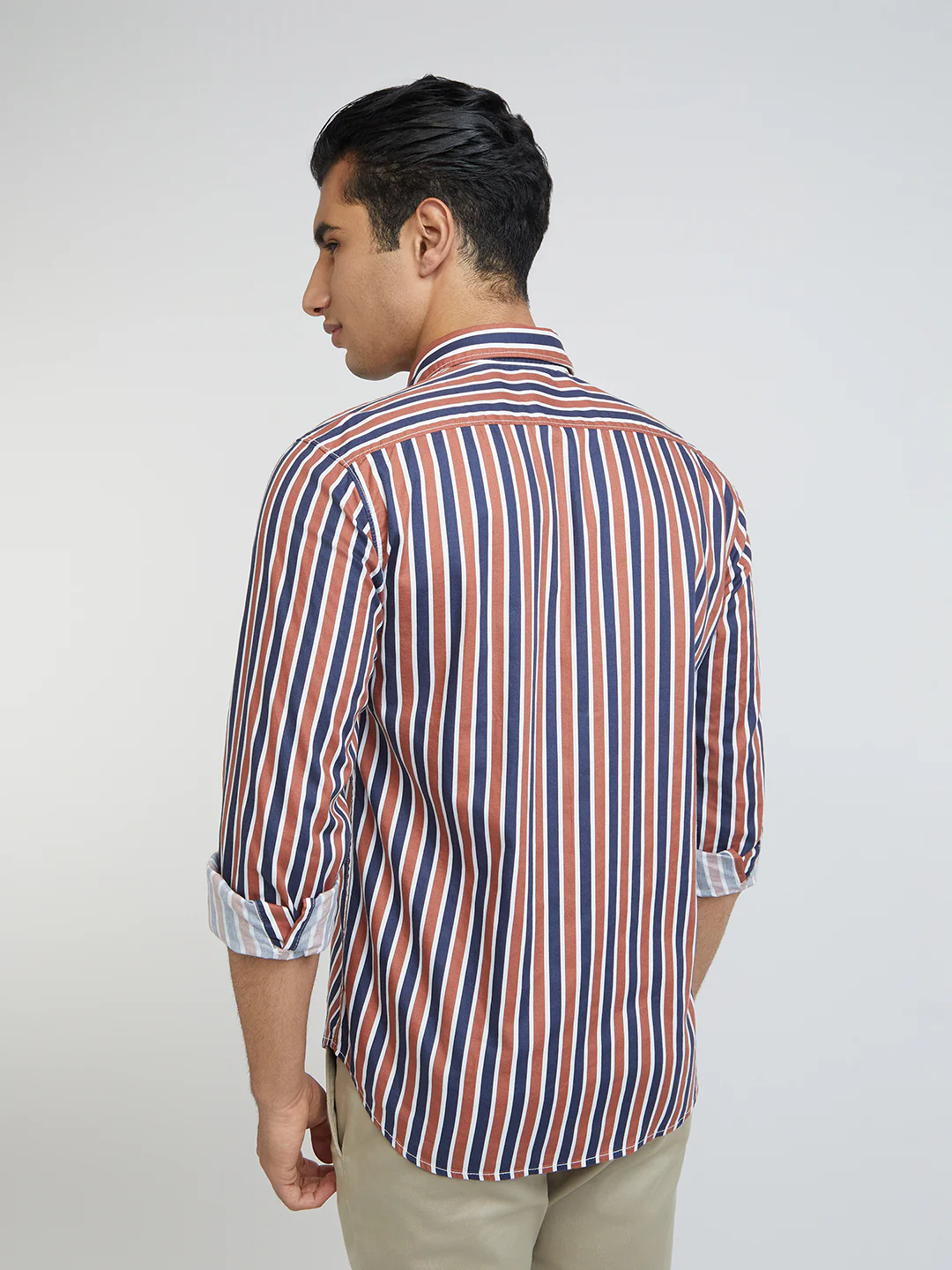 Men Brown Slim Fit Print Cotton Full Sleeve Shirts - Image 4