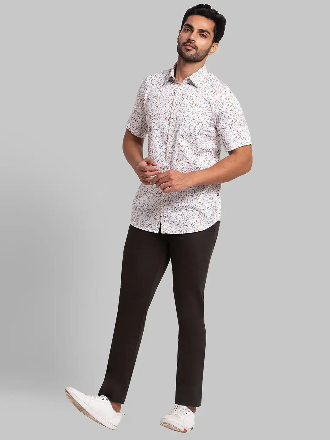 Men Brown Slim Fit Print Cotton Half Sleeve Shirts - Image 5